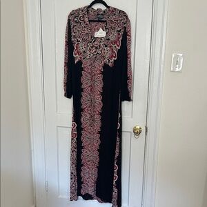 Angie Large Black and Red Paisley Maxi Dress